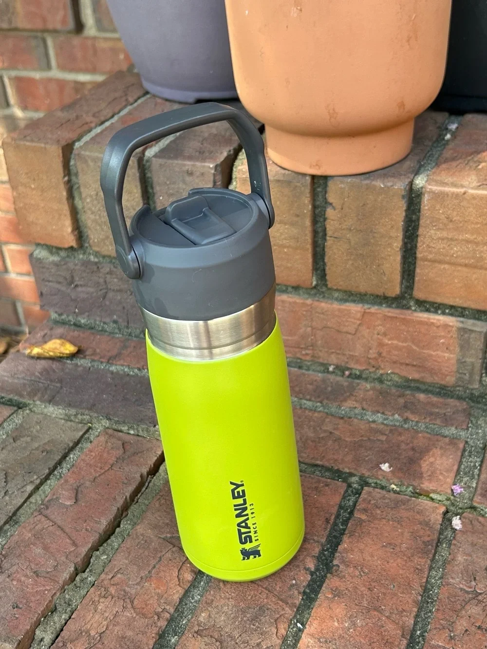 STANLEY 22 oz Green and Silver Insulated Stainless Steel Water Bottle